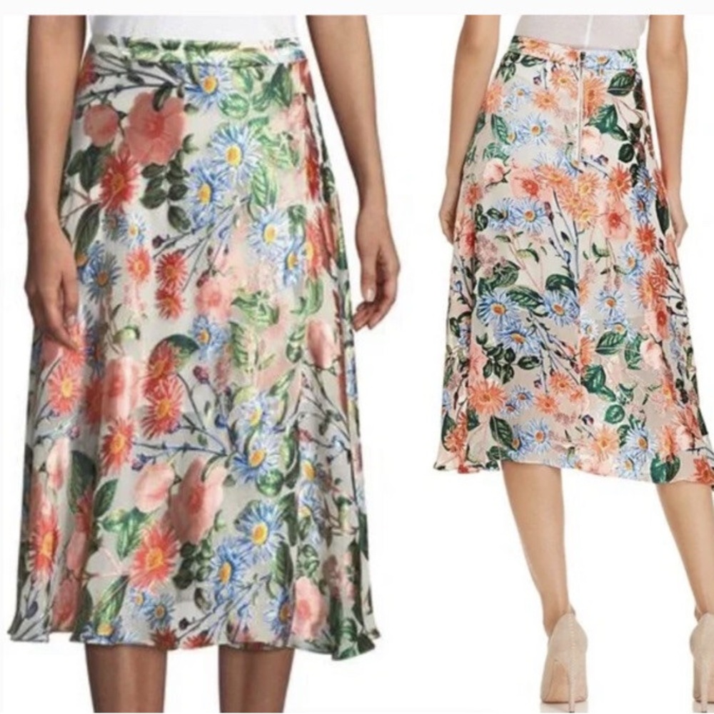 Alice + Olivia Floral Burnout A-line Midi Skirt Size 0